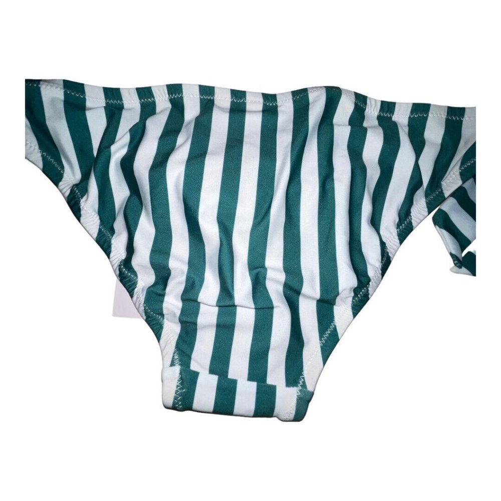 LC Lauren Conrad Juniors Striped Hipster Bikini Swim Bottom XS Green White NWT - Picture 6 of 8